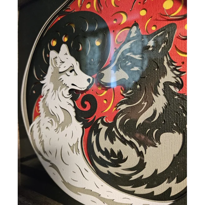 Additional Image for Yin Yang Dogs 9x9 3D Shadow Box Art