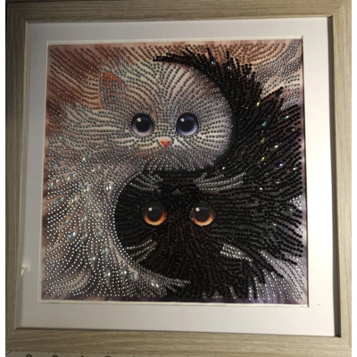 Yin Yang Kittens 12x12 Framed Rhinestone Art