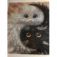 Yin Yang Kittens 12x12 Framed Rhinestone Art