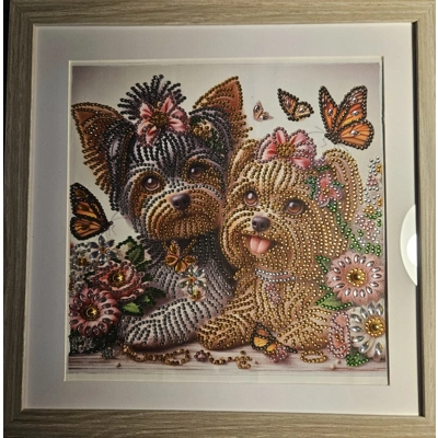 Yorkshire Terrier  12x12 Framed Rhinestone Art