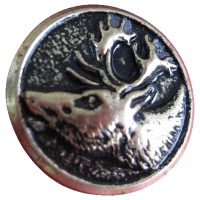7/8" REINDEER HEAD ANTIQUE BRASS BUTTON