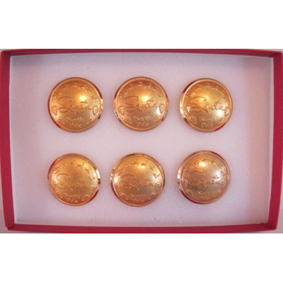 SET OF 6 PROFESSIONAL REMOVABLE 1 1/8" SATIN GOLD BUTTONS SET OF 6 PROFESSIONAL REMOVABLE 1 1/8" SATIN GOLD BUTTONS