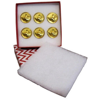 6 EA 7/8" GOLD REINDEER HEAD PRO. REMOVABLE BUTTON