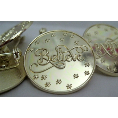 Gold 1" Lapel Pin, With Safty Pin Back