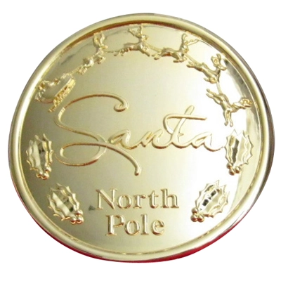 5 1/2" ROUND GOLD SMOOTH BACKGROUND SANTA BELT BUCKLE 5 1/2" ROUND GOLD SMOOTH BACKGROUND SANTA BELT BUCKLE