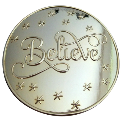 3" SHINY COPPER BUCKLE "BELIEVE" FITS UP TO A 1 3/4" BELT