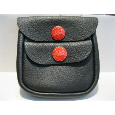 Santa Pouch With Red Resin "BELIEVE" Button - Fits Up To A 4" Belt Santa Pouch With Red Resin "BELIEVE" Button - Fits Up To A 4" Belt