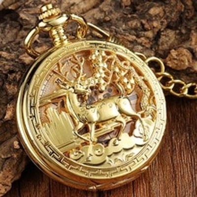 Beautiful Gold Mechanical Wind Up Reindeer Watch. Beautiful Gold Mechanical Wind Up Reindeer Watch.