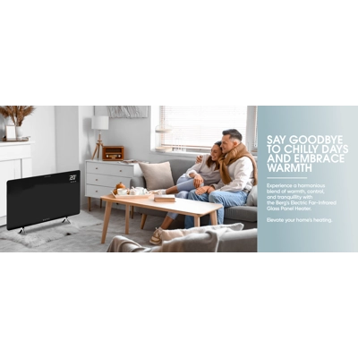 BERG Far Infrared Electric Wi-Fi/Remote Control Smart Glass Panel Heater - Ultraslim