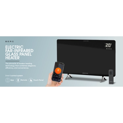 BERG Far Infrared Electric Wi-Fi/Remote Control Smart Glass Panel Heater - Ultraslim