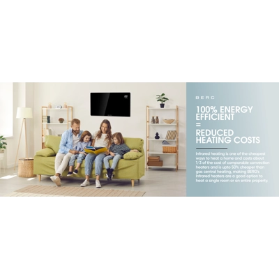 BERG Far Infrared Electric Wi-Fi/Remote Control Smart Glass Panel Heater - Ultraslim