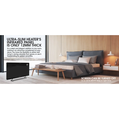 BERG Far Infrared Electric Wi-Fi/Remote Control Smart Glass Panel Heater - Ultraslim