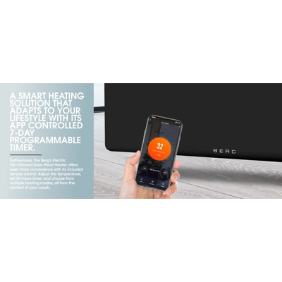 BERG Far Infrared Electric Wi-Fi/Remote Control Smart Glass Panel Heater - Ultraslim