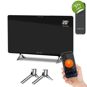 BERG Far Infrared Electric Wi-Fi/Remote Control Smart Glass Panel Heater - Ult.. BERG Far Infrared Electric Wi-Fi/Remote Control Smart Glass Panel Heater - Ult..