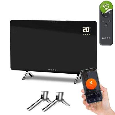 BERG Far Infrared Electric Wi-Fi/Remote Control Smart Glass Panel Heater - Ultraslim
