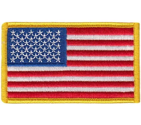 American USA Flag Embroidered Patch Gold Regular
