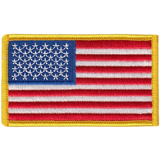 American USA Flag Embroidered Patch Gold Regular