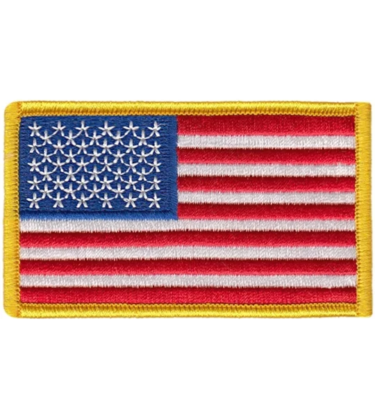 American USA Flag Embroidered Patch Gold Regular