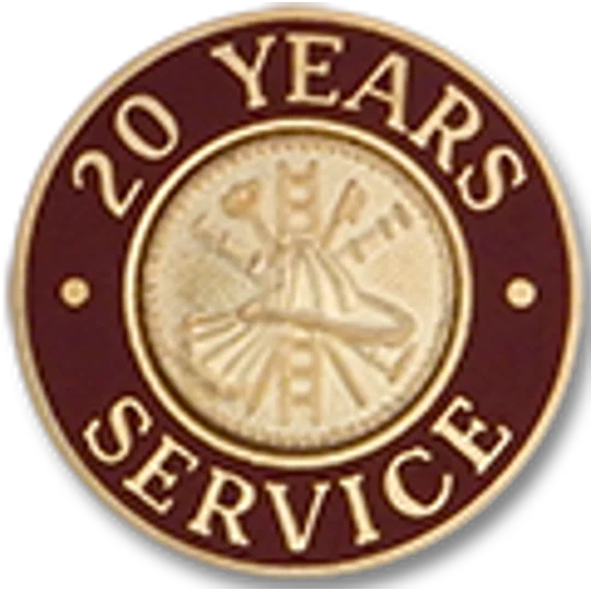 Collar Insignia Tac Pin Red Years Service 20