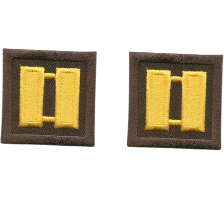 Captain Bars Embroidered Gold on Brown Pair