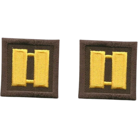 Captain Bars Embroidered Gold on Brown Pair