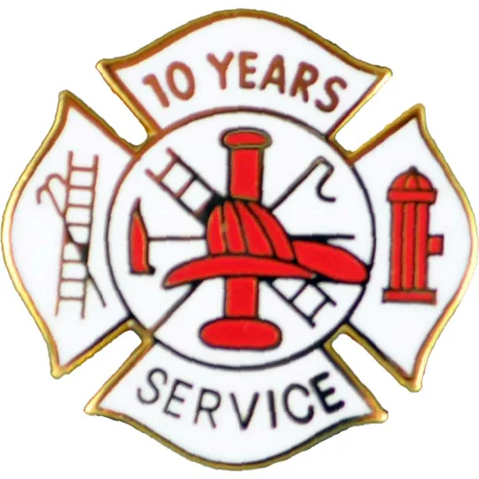 Insignia Tac Pin Fire Maltese Years Service 10