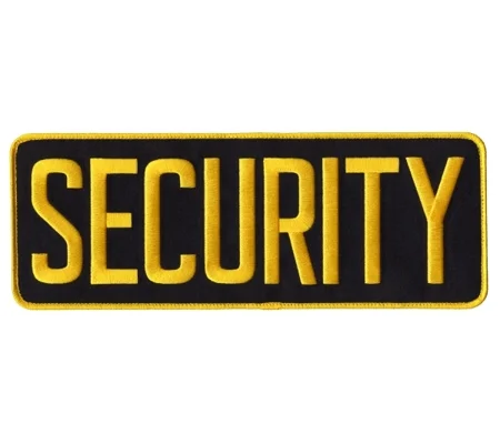 Security Back Patch 4 x 11 Gold on Midnight Blue Hook & Loop Velcro