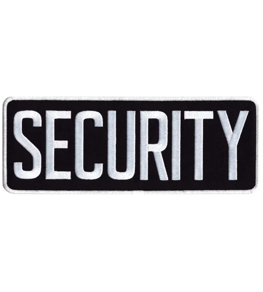Security Back Patch 4 x 11 White on Midnight Blue Hook & Loop Velcro