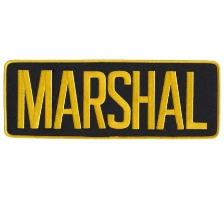 Marshal Back Patch Large 4 x 11 Gold on Black