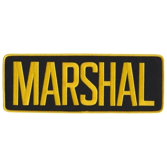 Marshal Back Patch Large 4 x 11 Gold on Black
