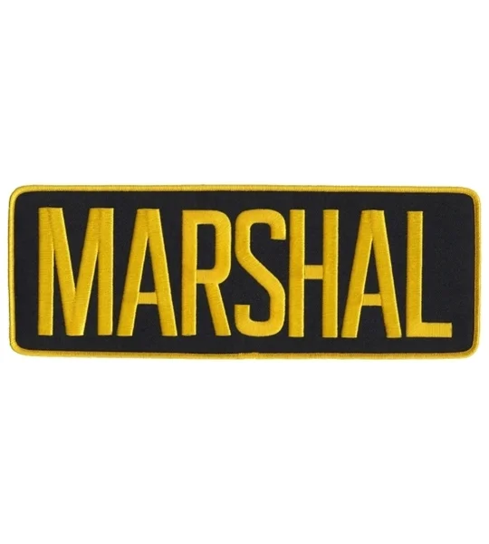 Marshal Back Patch Large 4 x 11 Gold on Black