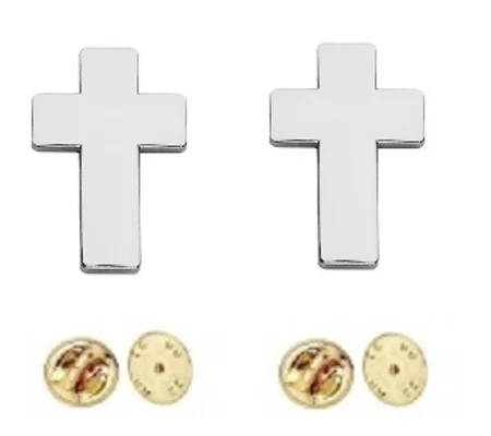 Chaplain Preacher Priest Cross Collar Pins Silver Insignia