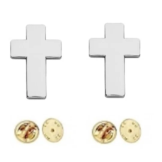 Chaplain Preacher Priest Cross Collar Pins Silver Insignia