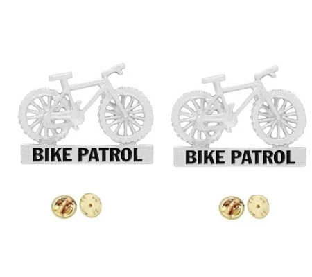 Bike Patrol Cross Collar Pins Silver Insignia