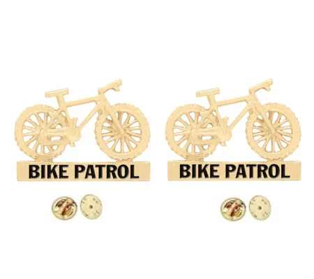 Bike Patrol Cross Collar Pins Gold Insignia