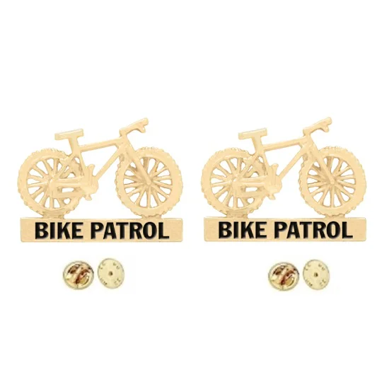 Bike Patrol Cross Collar Pins Gold Insignia