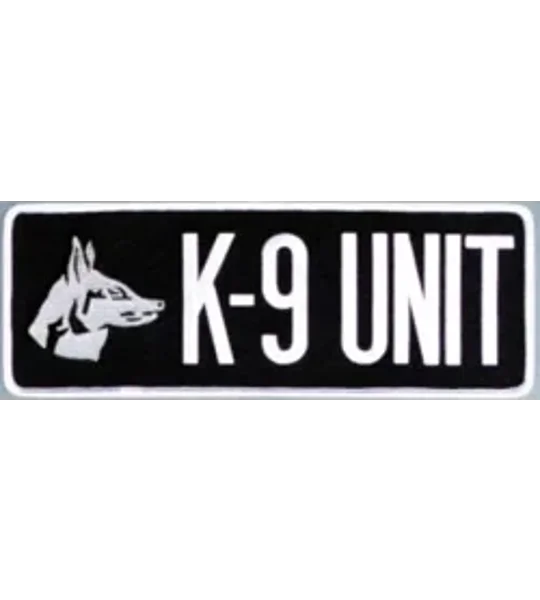 K-9 Unit Dog Back Patch Large 4 x 11 White on Black