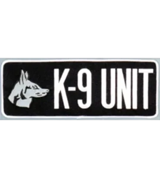 K-9 Unit Dog Back Patch Large 4 x 11 White on Midnight Blue