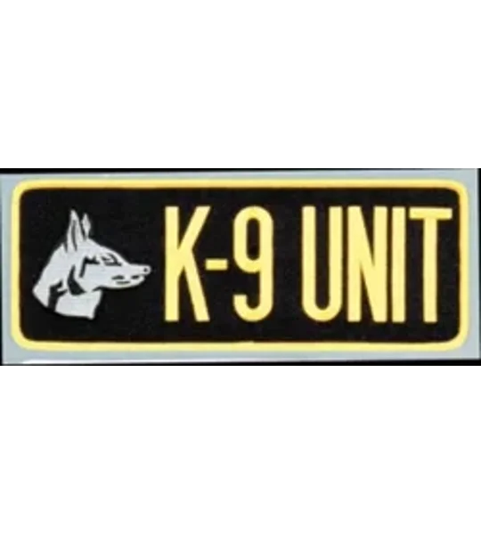 K-9 Unit Dog Back Patch Large 4 x 11 Gold on Black