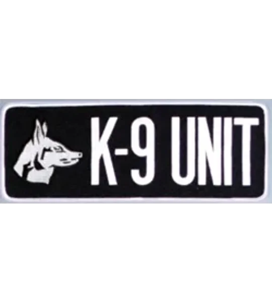 K-9 Unit Dog Back Patch Large 4 x 11 White on Navy