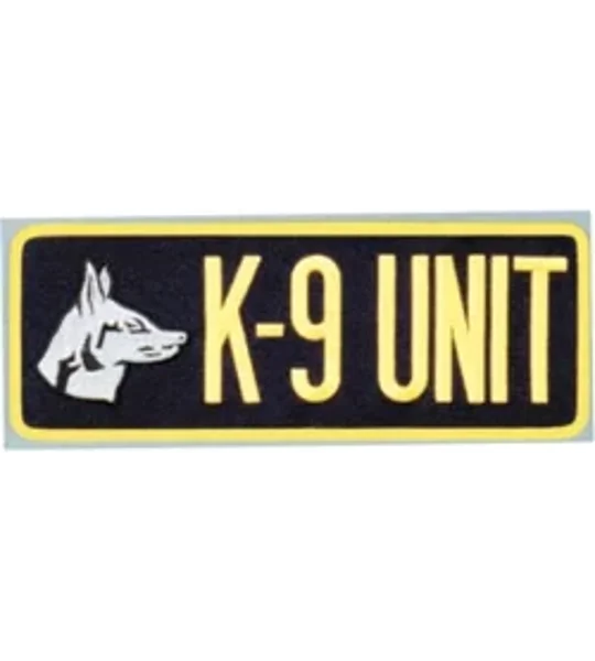 K-9 Unit Dog Back Patch Large 4 x 11 Gold on Navy