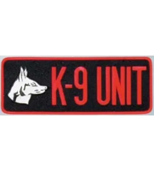 K-9 Unit Dog Back Patch Large 4 x 11 Red on Black