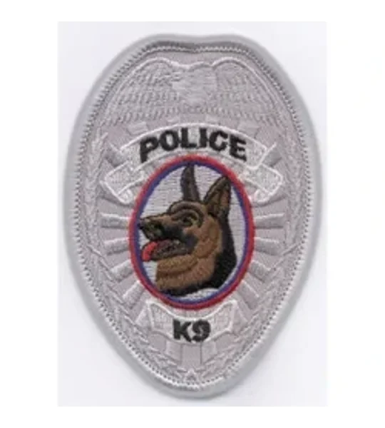 Police K-9 Badge Shield Patch Silver