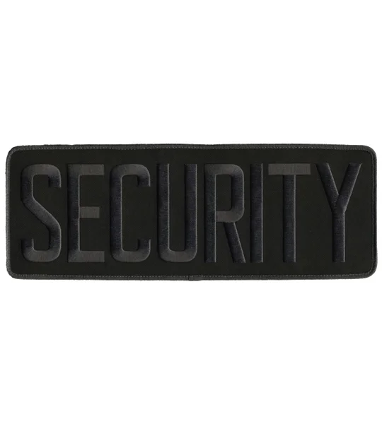 Security Back Patch 4 x 11 Gray on Black Hook & Loop Velcro