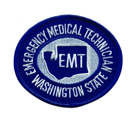 WA Washington Emergency Technician Shoulder Patch White on Blue