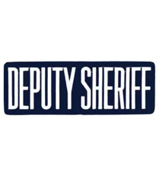 Deputy Sheriff SO Back Patch Large 4 x 11 White on Navy