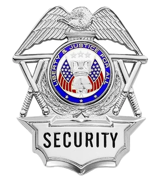 Security Breast Shield Badge Crossed Batons Silver