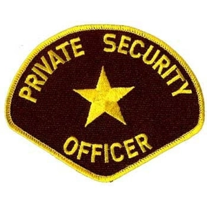 Tear Drop Private Security Officer Shoulder Patch Gold on Brown