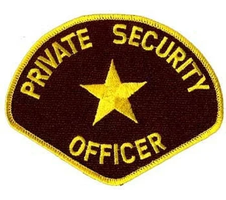 Tear Drop Private Security Officer Shoulder Patch Gold on Brown