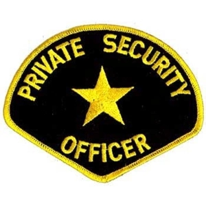 Tear Drop Private Security Officer Shoulder Patch Gold on Black